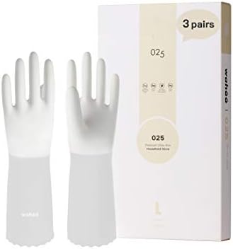 LANON 3 Pairs Skin-Friendly Cleaning Gloves Non-Slip Reusable Brilliant White Medium 1