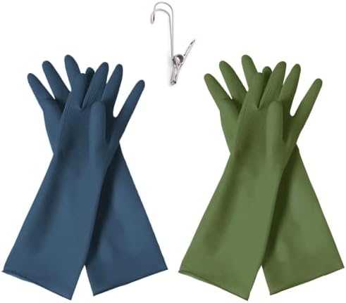 HOMSSEM Dishwashing Gloves 2 Pairs Urban Gray Green Blue