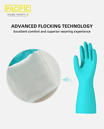 PACIFIC PPE 4 Pairs Reusable Dishwashing Gloves Green Medium
