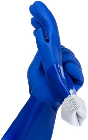Kitchen-Star Ultimate Rubber PVC Gloves with Cotton Lining Anti-Slip Extra Thickness Blue Small