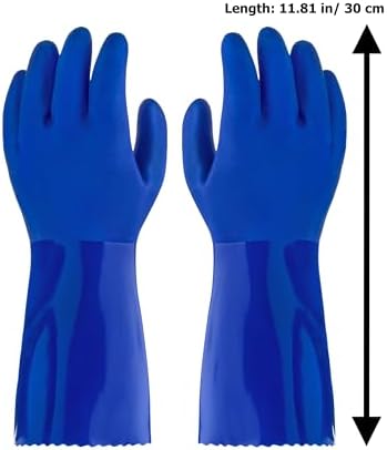 Kitchen-Star Ultimate Rubber PVC Gloves with Cotton Lining Anti-Slip Extra Thickness Blue Small