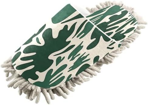 Zhirexin Dark Green Cleaning Slippers with Microfiber Mop Pads
