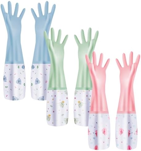 3Pcs Reusable Dishwashing Gloves with Waterproof and Non-Slip Design