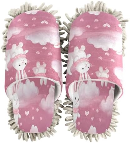 Bulletgxll Cute Rabbits Microfiber Cleaning Slippers - L Size