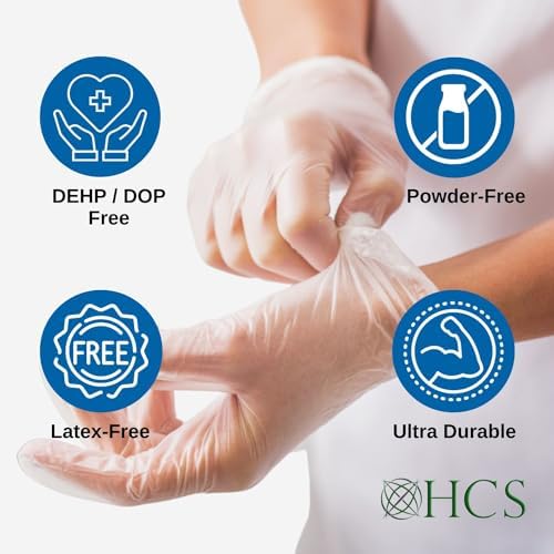 HCS Vinyl Gloves - Clear Latex-Free Food Cleaning