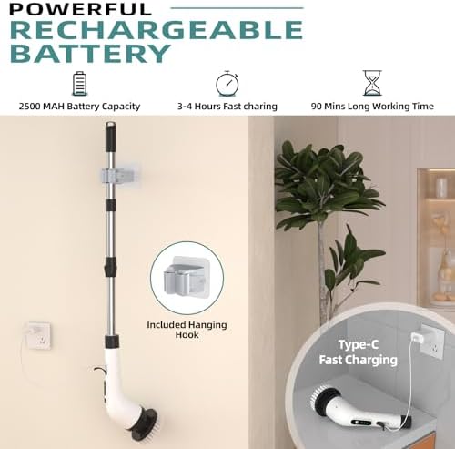 ELEBUILD 9-in-1 Electric Spin Scrubber with 8 Brush Heads
