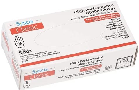 Sysco High Performance Nitrile Gloves 100 Count Medium Blue