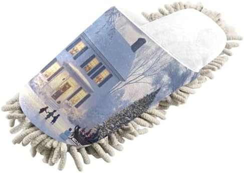 RunningBear White Christmas Design Mop Slippers for Home