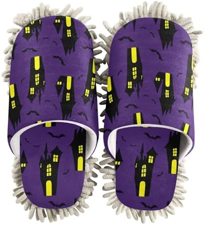 Burbuja Spooky Haunted Houses Mop Slippers for Home Kitchen