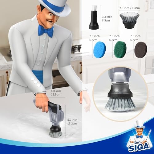 MRSIGA Electric Spin Scrubber for Kitchen and Bathroom