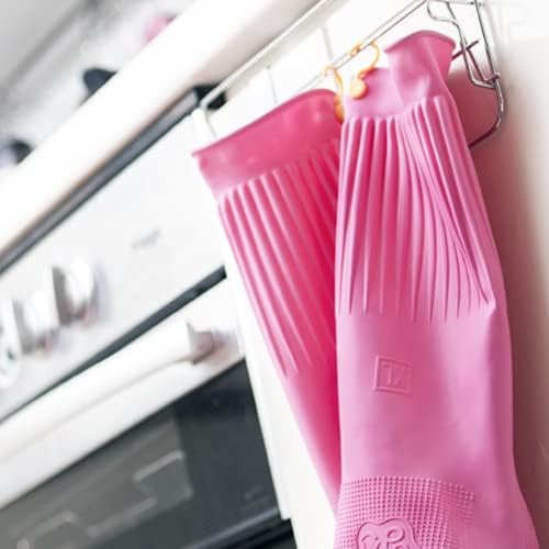 Myungjin 2 Pairs Reusable Waterproof Latex Gloves with Hang-Dry Hooks