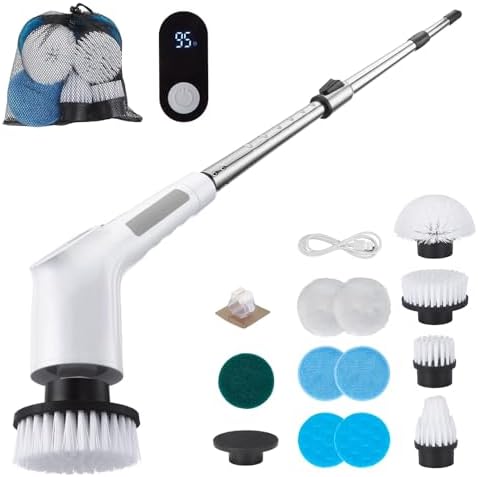 Fixm Cordless Electric Spin Scrubber with 2 Speeds and 11 Brush Heads