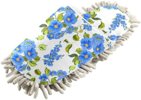 Burbuja Blue Flowers Mop Slippers for Home Kitchen Cleaning