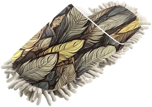 Bulletgxll Brown Feathers Mopping Slippers Washable