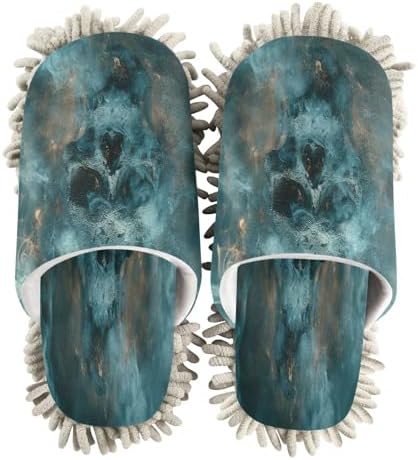 Zhirexin Green Misty Skeleton Mop Slippers