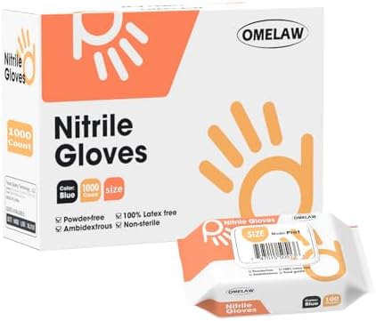 OMELAW Nitrile Gloves 4 Mil Powder Free Non Latex