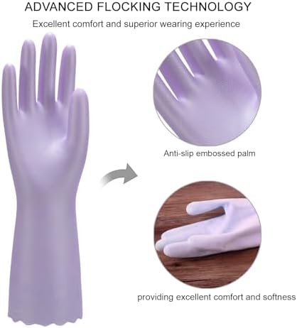 Bamllum Reusable Dishwashing Gloves with Cotton Lining
