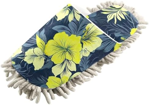 RunningBear Hibiscus Florals Mop Slippers for Cleaning