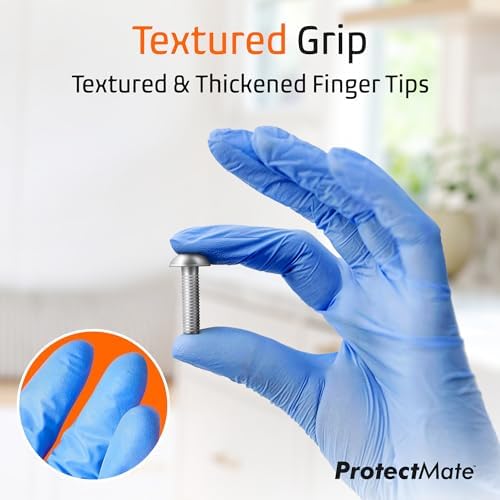 Protectmate Blue Nitrile Food Prep Gloves - 5 Mil Textured Disposable