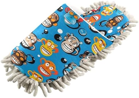 Bulletgxll Blue Monkeys Mop Slippers - Washable and Comfortable