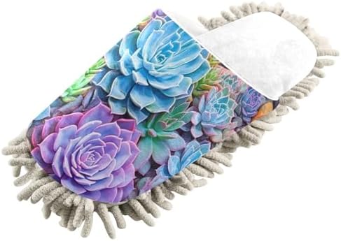 RunningBear White Succulent Mop Slippers for Home Office