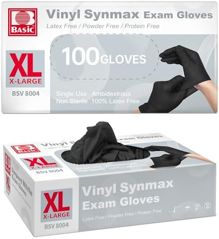 Supmedic Basic Vinyl Exam Gloves 100Pcs Black