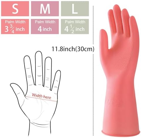 3 Pairs Natural Rubber Dishwashing Gloves for Hand Protection and Cleanliness