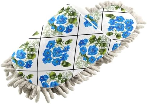 Burbuja Microfiber Mop Slippers with Blue Flowers Design