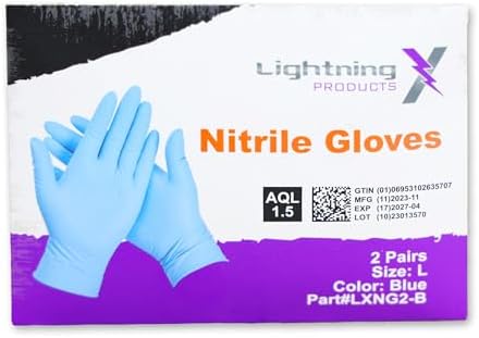 Lightning X Products Blue Nitrile Gloves Large 100 Gloves