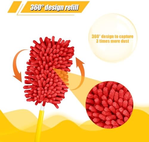 2pcs Microfiber Duster Refills for Ceiling Fans Heavy Duty Reusable Cleaning Accessories Red