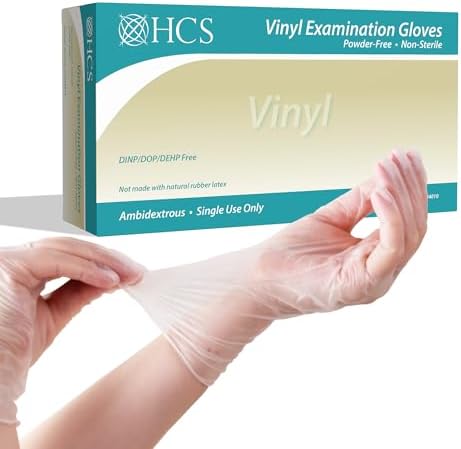 HCS Vinyl Gloves - Clear Latex-Free Food Cleaning