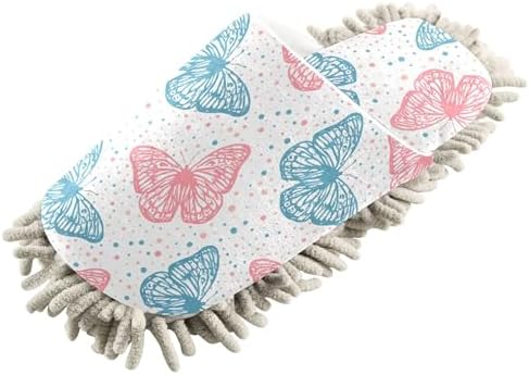 Burbuja Butterflies Mop Slippers Soft Colors Cleaning Dust Slippers for Home and Kitchen