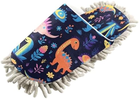 Bulletgxll Colorful Dinosaurs Cleaning Slippers Mop Pad Replacement