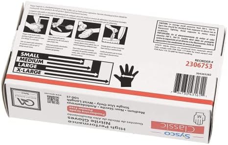 Sysco High Performance Nitrile Gloves 100 Count Medium Blue