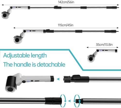 Tiwiche Electric Spin Scrubber - 2-Speed Cordless Cleaning Brush with 4 Brush Heads and Telescopic Pole