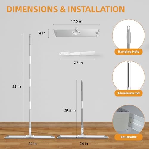 LJGG 236 Inch Microfiber Floor Mop with 4 Washable Pads