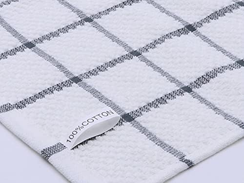 PPAXL Cotton Dish Towels 8pc Set 12x12 Inches Grey Multi
