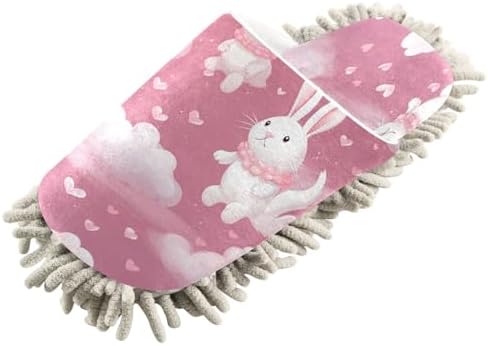 Bulletgxll Cute Rabbits Microfiber Cleaning Slippers - L Size