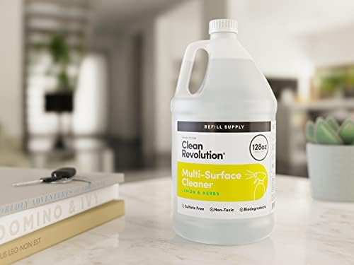 Clean Revolution Multi Surface Cleaner Refill 128 Fl Oz Non-Toxic Eco-Friendly Lemon Herbs