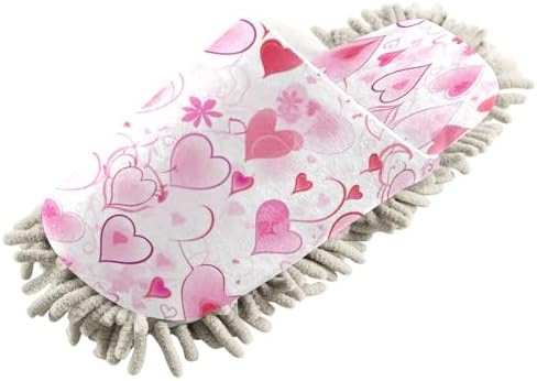 Bulletgxll Valentine Heart Mop Slippers - Washable Microfiber Cleaning Shoes
