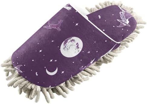 FLildon Microfiber Mop Slippers for Men Women Halloween Witch Design