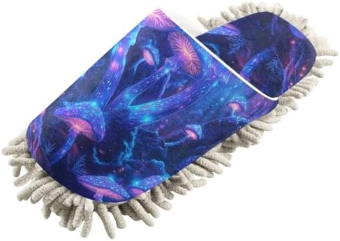 FLildon Microfiber Mop Slippers Night Glowing Mushrooms Washable