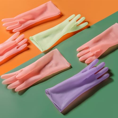 3 Pairs Natural Rubber Dishwashing Gloves for Hand Protection and Cleanliness