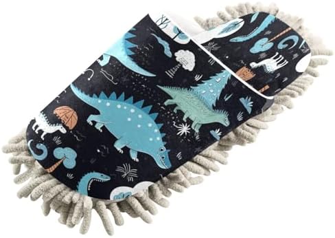 Bulletgxll Blue Dinosaurs Mopping Slippers for Home Cleaning