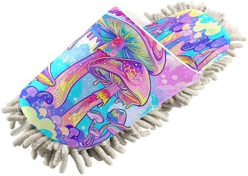 Bulletgxll Colorful Mushrooms Mop Slippers - Washable Floor Mop for Men Women