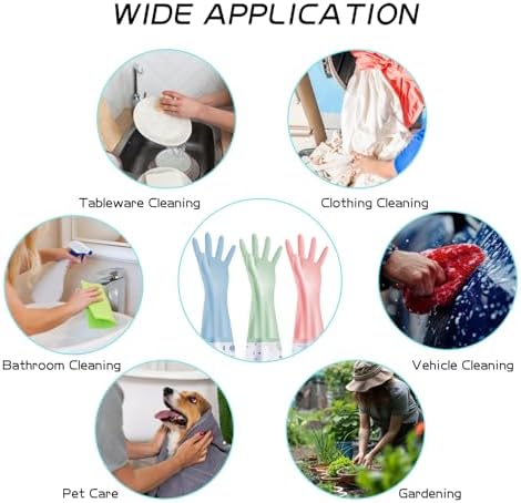 3Pcs Reusable Dishwashing Gloves with Waterproof and Non-Slip Design