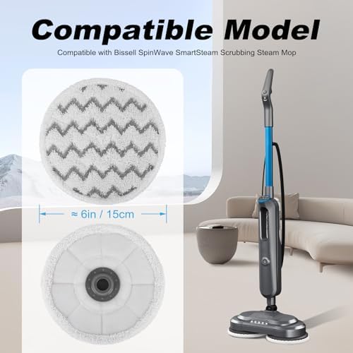 Sgizoku 3897A Steam Mop Pads 12Pack for Bissell SpinWave SmartSteam Scrubbing Mop