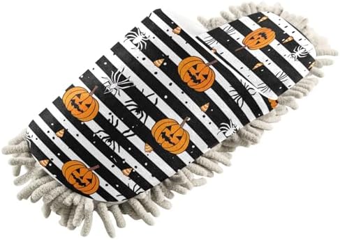 Zhirexin Halloween Striped Mop Slippers for Men Women