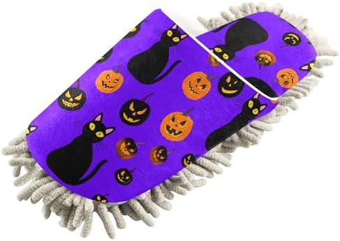 Burbuja Cats Pumpkins Mop Slippers for Wet and Dry Cleaning