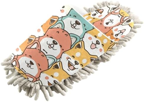 Bulletgxll Cute Dogs Microfiber Mopping Slippers - L